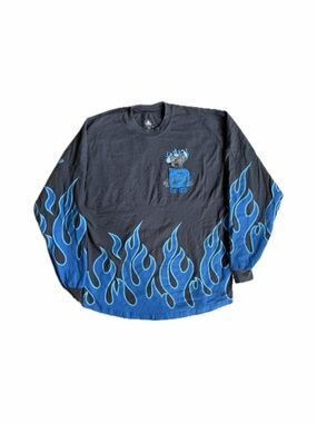 Disney Spirit Jersey Hades Blue Flames AOP Graphic Tee — Size Small
